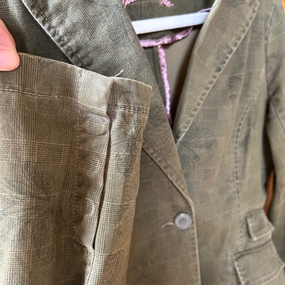 Caribbean Joe Jacket Army Green Floral print 100% Cotton Women's Size 10 - Picture 10 of 12